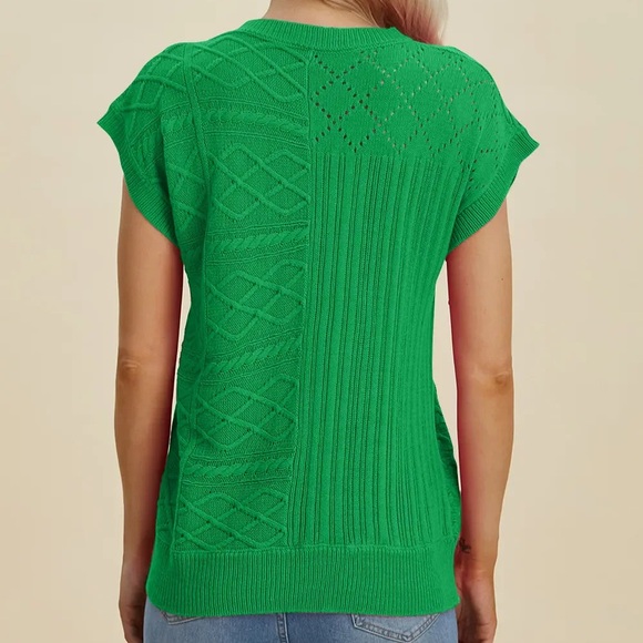 NWT Vibrant Green Knit Short Sleeve Women's Top - Picture 3 of 3